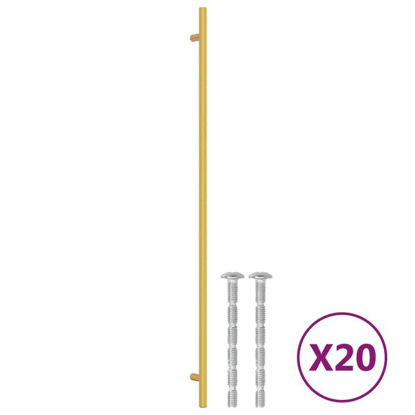 vidaXL Λαβές Ντουλαπιών 20 τεμ. Χρυσές 480 χιλ. από Ανοξείδωτο Ατσάλι