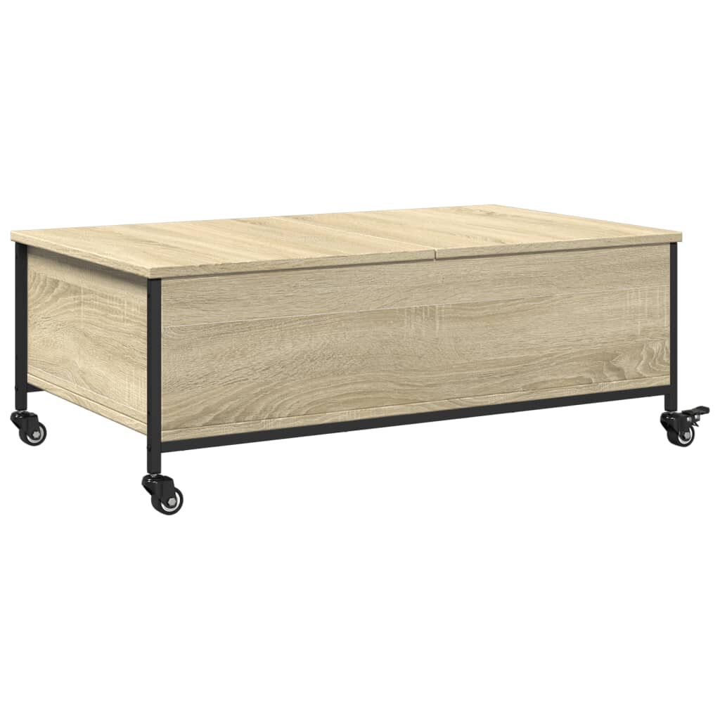 vidaXL Τραπεζάκι Σαλονιού Ροδάκια Sonoma Δρυς 91x55x34 εκ. Επεξ. Ξύλο