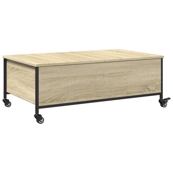 vidaXL Τραπεζάκι Σαλονιού Ροδάκια Sonoma Δρυς 91x55x34 εκ. Επεξ. Ξύλο