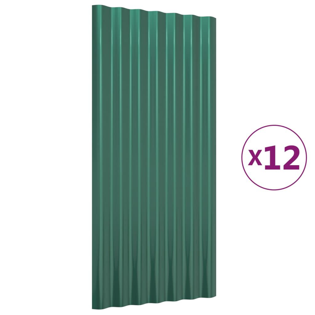 vidaXL Πάνελ Οροφής 12 τεμ. Πράσινα 80x36 εκ. Ατσάλινα με Ηλεκτρ. Βαφή