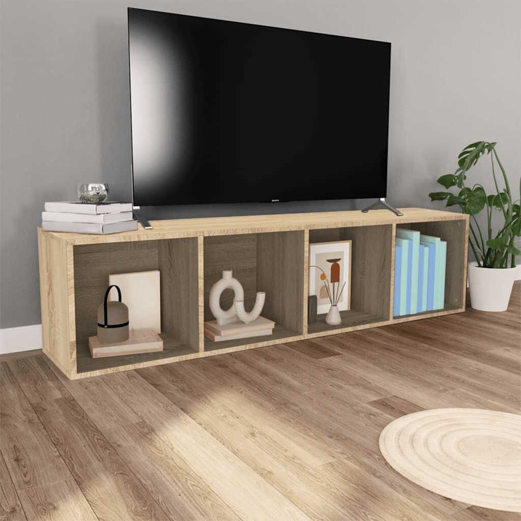 vidaXL Βιβλιοθήκη/Έπιπλο TV Sonoma Δρυς 36x30x143 εκ. από Επεξ. Ξύλο