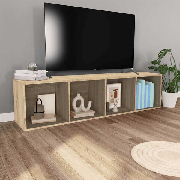 vidaXL Βιβλιοθήκη/Έπιπλο TV Sonoma Δρυς 36x30x143 εκ. από Επεξ. Ξύλο