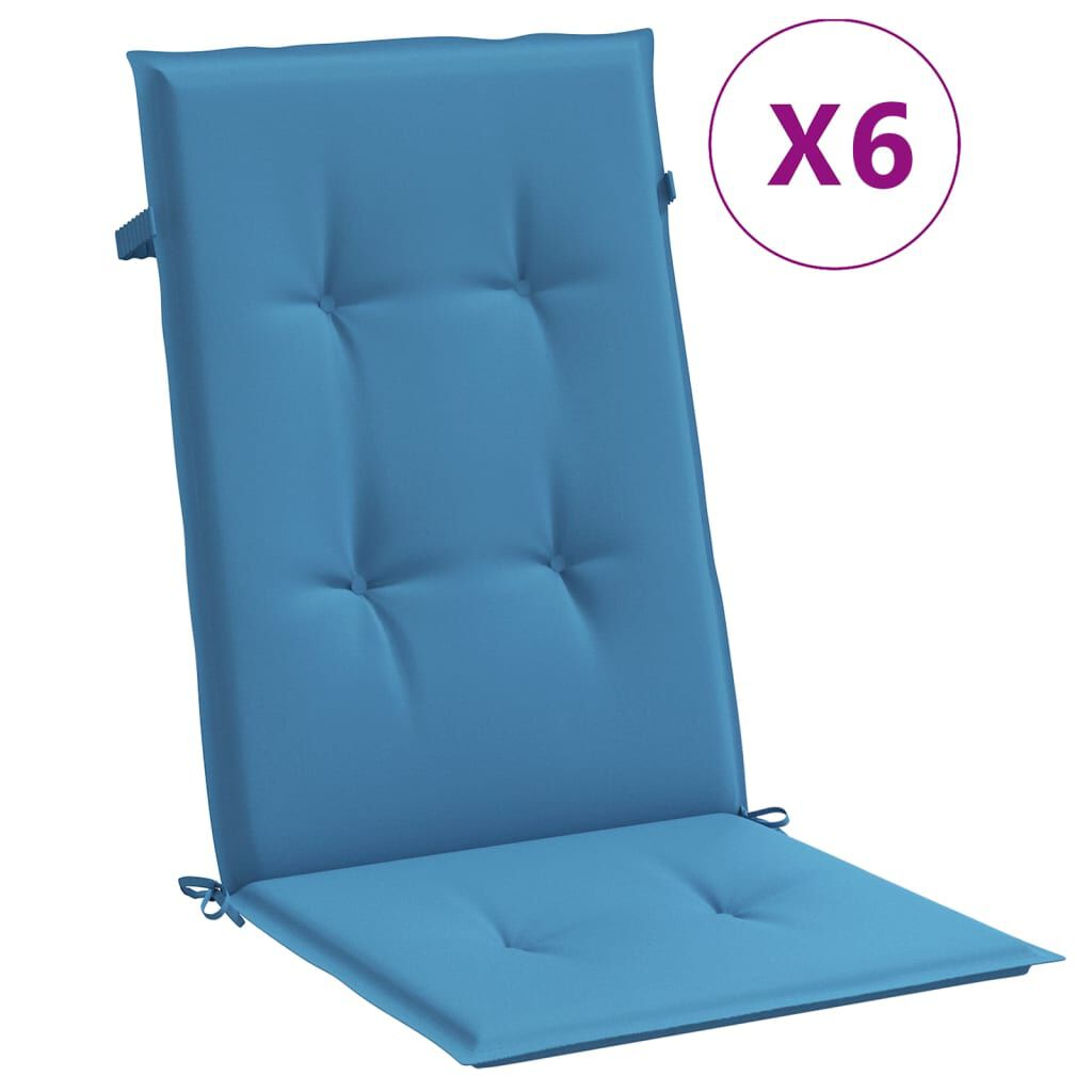 vidaXL Μαξιλάρια Καρέκλας με Πλάτη 6 τεμ. Μπλε 120x50x4 εκ. Ύφασμα