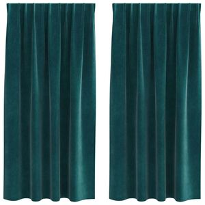 vidaXL Κουρτίνες 2 pcs Σκούρο Πράσινο 140 x 175 cm Βελούδο