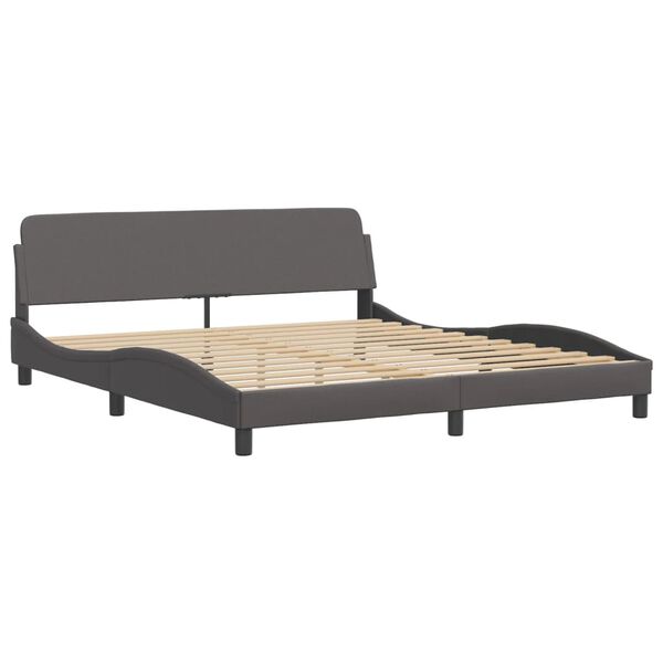 vidaXL Πλαίσιο Κρεβατιού με Κεφαλάρι Γκρι 180x200 εκ. Συνθετικό Δέρμα