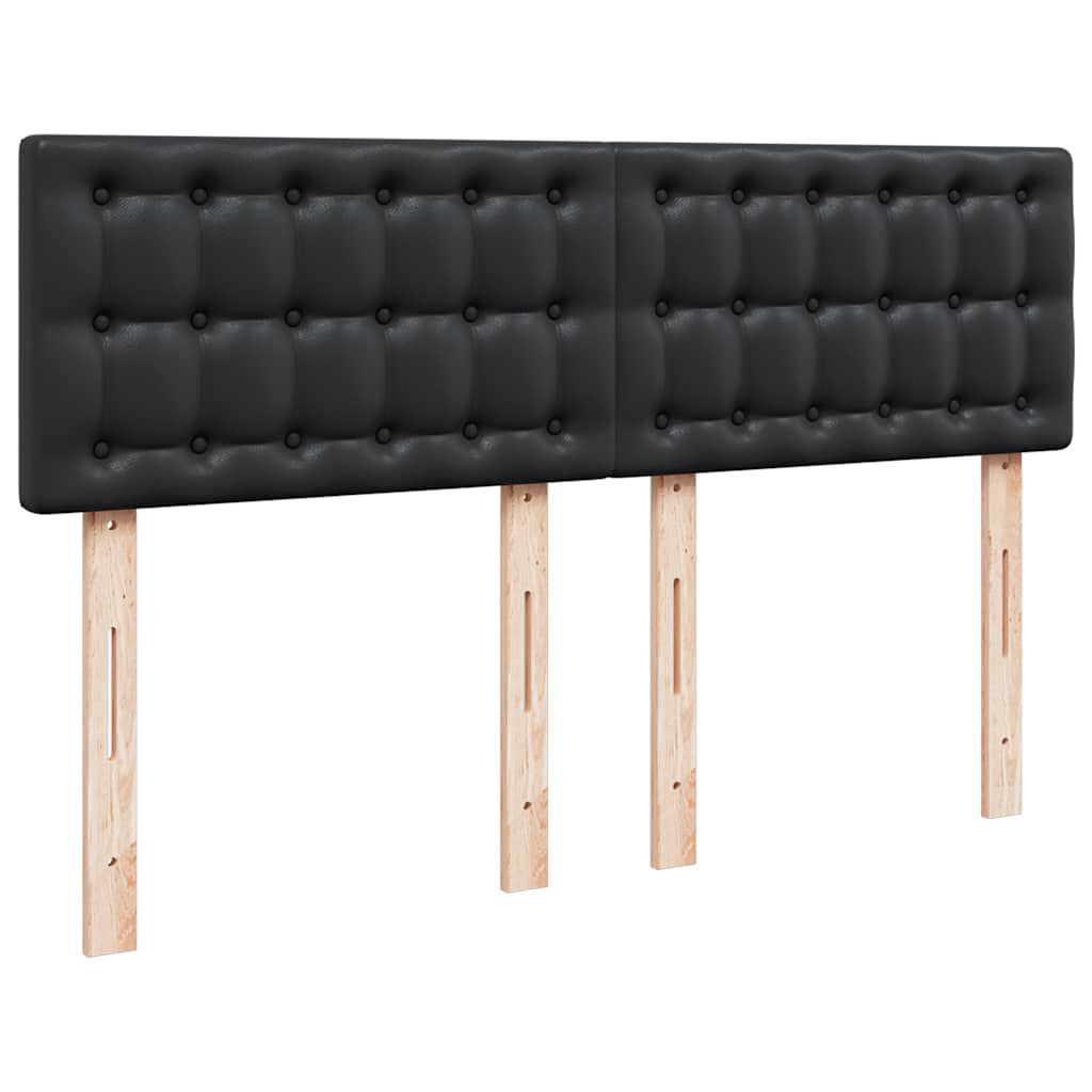 vidaXL Οθωμανικό κρεβάτι με στρώματα & LEDs Μαύρο Faux Leather