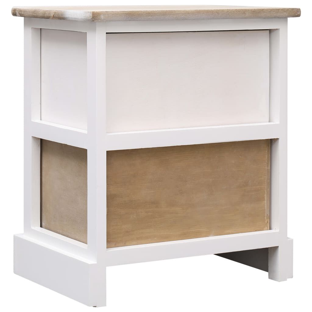 vidaXL Κομοδίνα 2 τεμ. Λευκό / Φυσικό 38x28x45 εκ. από Ξύλο Παυλώνιας