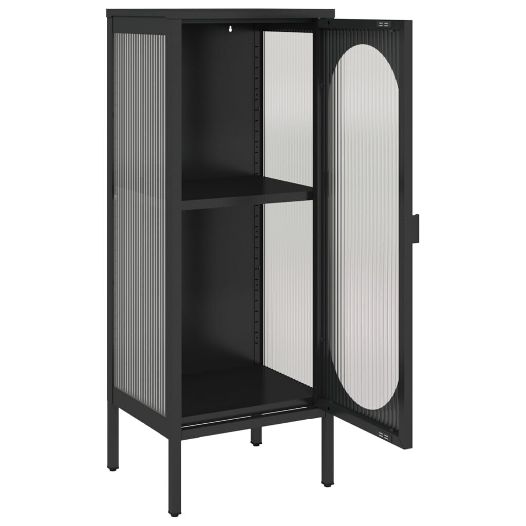 vidaXL Μπουφές Μαύρος 40 x 35 x 105 εκ. από Γυαλί και Ατσάλι