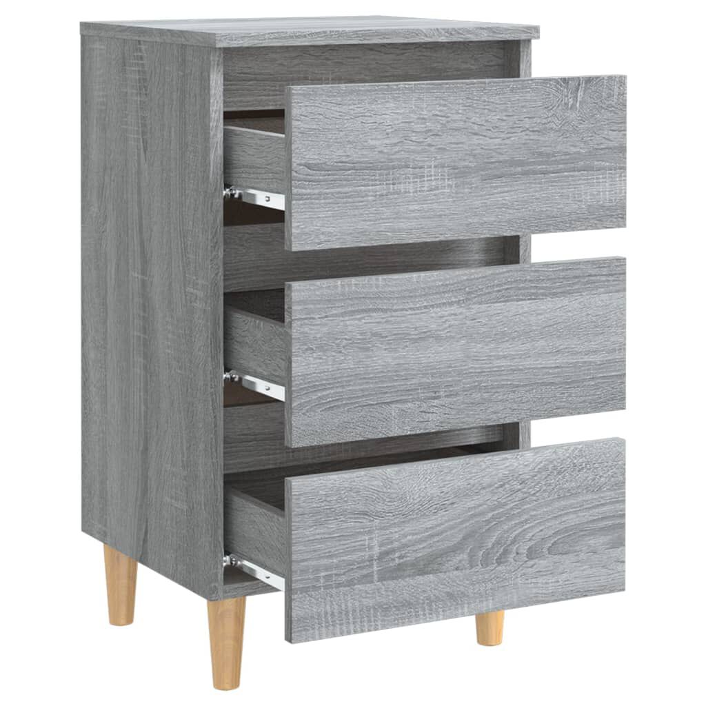 vidaXL Κομοδίνο Γκρι Sonoma 40 x 35 x 69 εκ. με Μασίφ Ξύλινα Πόδια