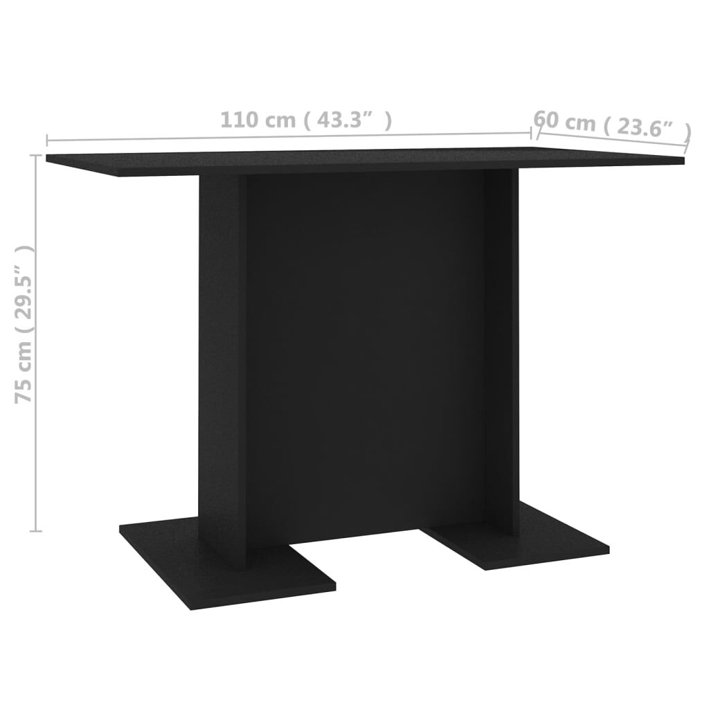 vidaXL Τραπεζαρία Μαύρη 110 x 60 x 75 εκ. από Επεξ. Ξύλο