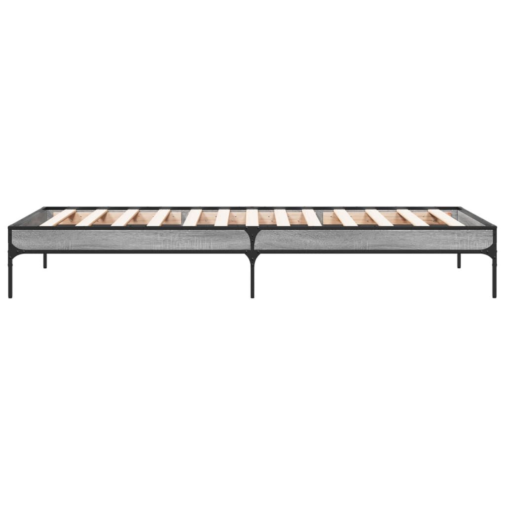 vidaXL Πλαίσιο Κρεβατιού Γκρι Sonoma 90 x 190 εκ. Επεξ. Ξύλο & Μέταλλο