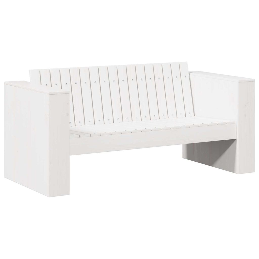 vidaXL Καναπές Κήπου Διθέσιος 134x60x62 cm Λευκός Μασίφ Ξύλο Πεύκο