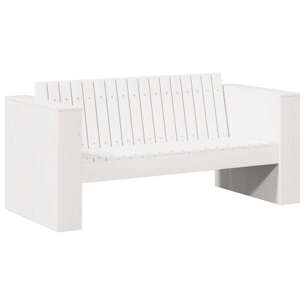 vidaXL Καναπές Κήπου Διθέσιος 134x60x62 cm Λευκός Μασίφ Ξύλο Πεύκο