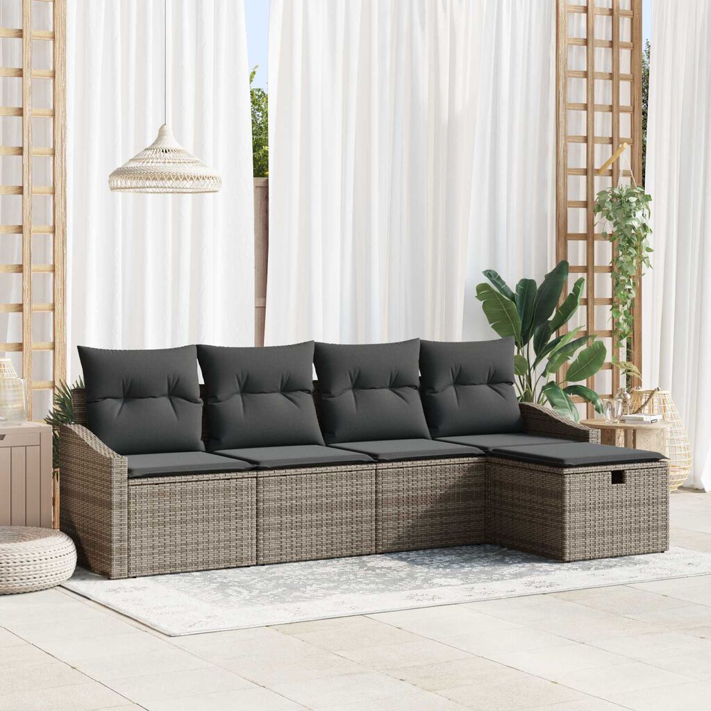 vidaXL Σετ Καναπέ Κήπου 5 pcs Γκρι 233 x 117 x 85 εκ Πολυ ράταν