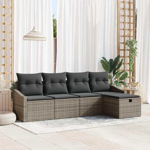 vidaXL Σετ Καναπέ Κήπου 5 pcs Γκρι 233 x 117 x 85 εκ Πολυ ράταν