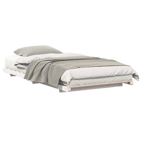 vidaXL Κρεβάτι δαπέδου Λευκό 100 x 210 cm Μασίφ ξύλο πεύκου