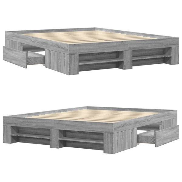 vidaXL Πλαίσιο Κρεβατιού Γκρι Sonoma 150x200 εκ. Επεξεργασμένο Ξύλο