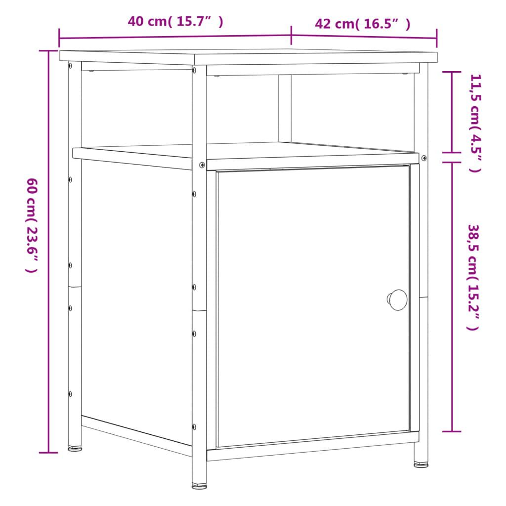 vidaXL Κομοδίνο Καφέ Δρυ 40 x 42 x 60 εκ. από Επεξεργασμένο Ξύλο