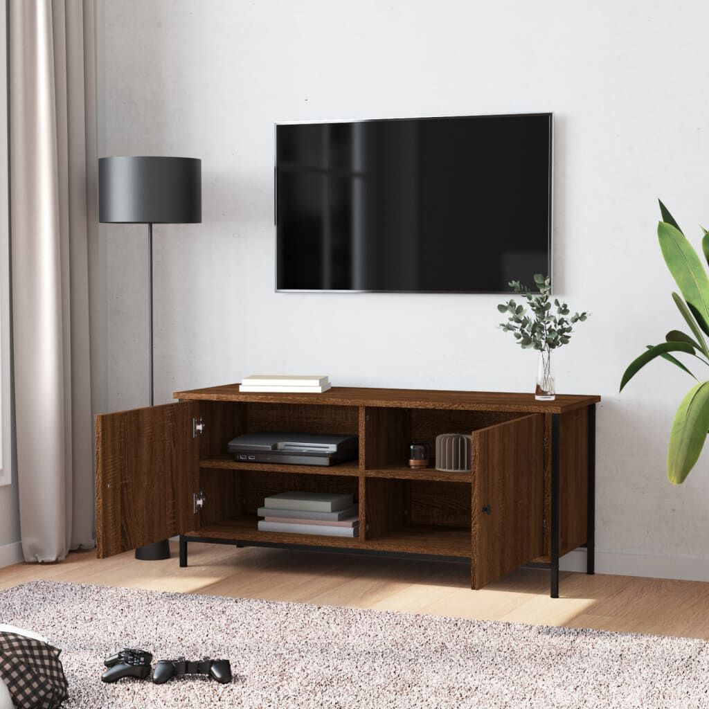 vidaXL Έπιπλο Τηλεόρασης με Πόρτες Καφέ Δρυς 102x35x45 εκ. Επεξ.Ξύλο