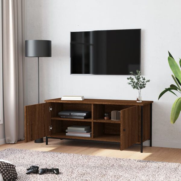 vidaXL Έπιπλο Τηλεόρασης με Πόρτες Καφέ Δρυς 102x35x45 εκ. Επεξ.Ξύλο
