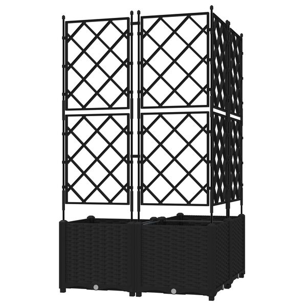 vidaXL Γλάστρα Κήπου με Πλέγμα 3 τεμ Μαύρη 80x80x143 εκ