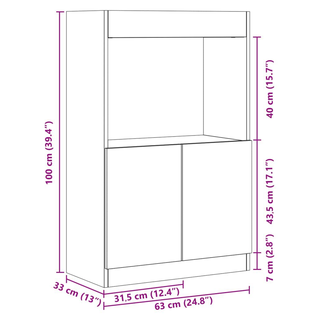 vidaXL Ντουλάπι Αρτισιανή Δρυς 63x33x100 εκ. από Επεξεργασμένο Ξύλο