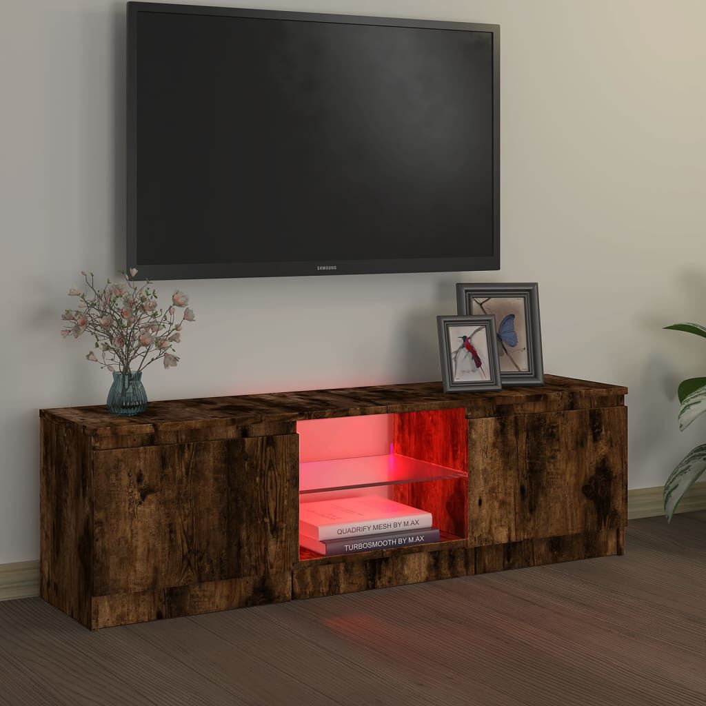 vidaXL Έπιπλο Τηλεόρασης με LED Καπνιστή Δρυς 120 x 30 x 35,5 εκ.