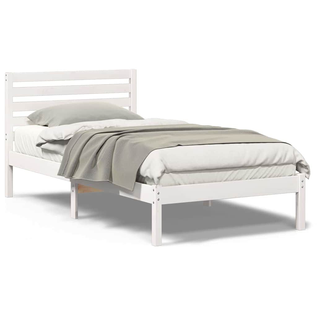 vidaXL Σκελετός Κρεβατιού Λευκό 75 x 190 cm Μασίφ ξύλο πεύκου
