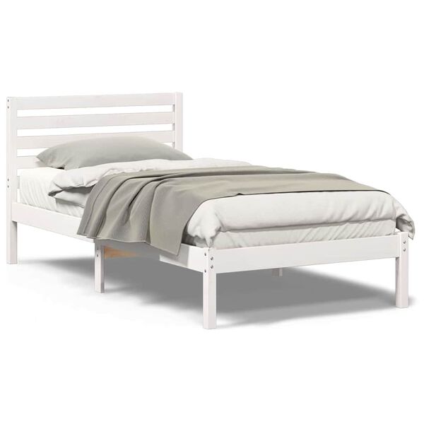 vidaXL Σκελετός Κρεβατιού Λευκό 75 x 190 cm Μασίφ ξύλο πεύκου