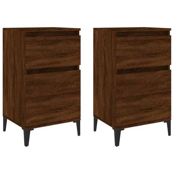 vidaXL Κομοδίνα 2 τεμ. Καφέ Δρυς 40x35x70 εκ.