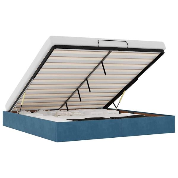 vidaXL Οθωμανικό πλαίσιο κρεβατιού χωρίς στρώμα Σκούρο μπλε Βελούδο