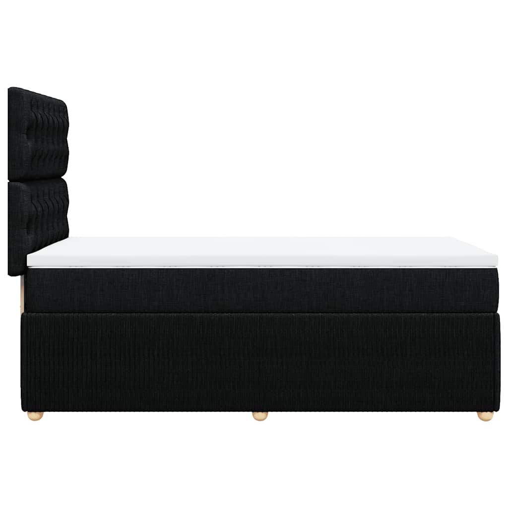 vidaXL Κρεβάτι Boxspring με Στρώμα Μαύρο 90x190 εκ.Υφασμάτινο