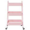 vidaXL Τρόλεϊ αποθήκευσης 3 επιπέδων ροζ 42x41,5x77 cm Ατσάλι
