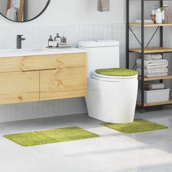 vidaXL Σετ Μάτ Μπάνιου Αντιολισθητικό 3 pcs Πράσινο 50 x 50 cm PP