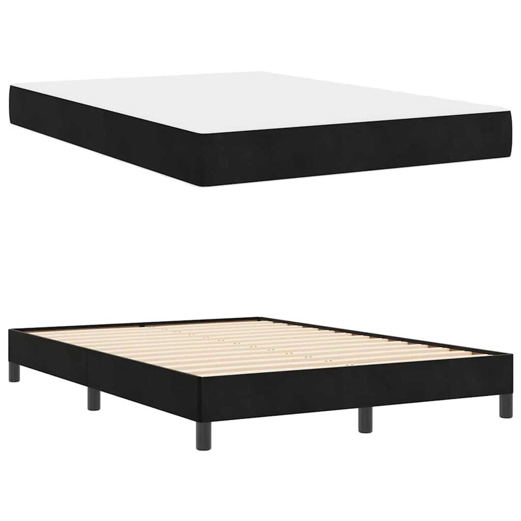 vidaXL Κρεβάτι box spring με στρώμα Μαύρο 160 x 200 cm Βελούδο
