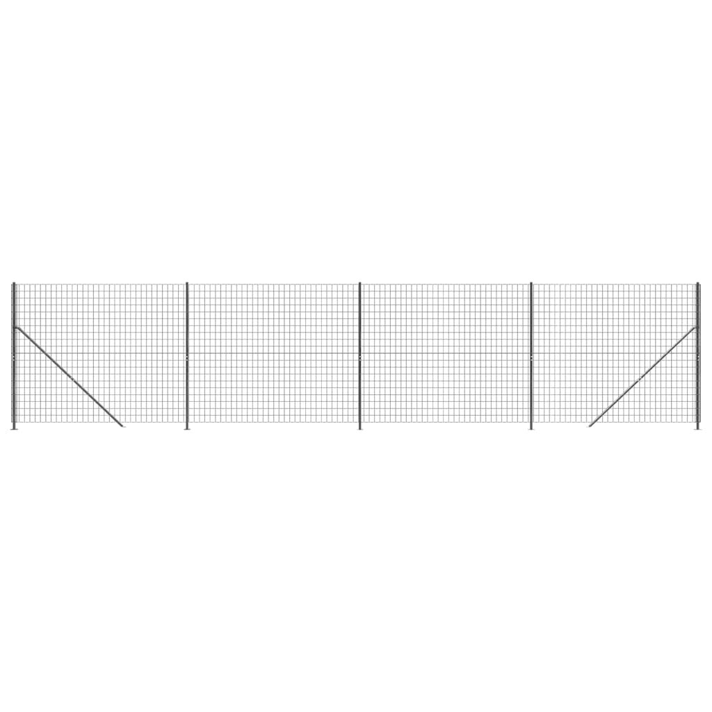 vidaXL Συρματόπλεγμα Περίφραξης Ανθρακί 1,4 x 10 μ. με Βάσεις Φλάντζα