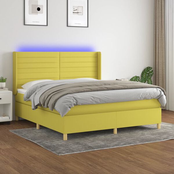 vidaXL &Kappa;&rho;&epsilon;&beta;ά&tau;&iota; Boxspring &mu;&epsilon; &Sigma;&tau;&rho;ώ&mu;&alpha; & LED &Pi;&rho;ά&sigma;&iota;&nu;&omicron; 160x200 &epsilon;&kappa; &Upsilon;&phi;&alpha;&sigma;&mu;ά&tau;&iota;&nu;&omicron;