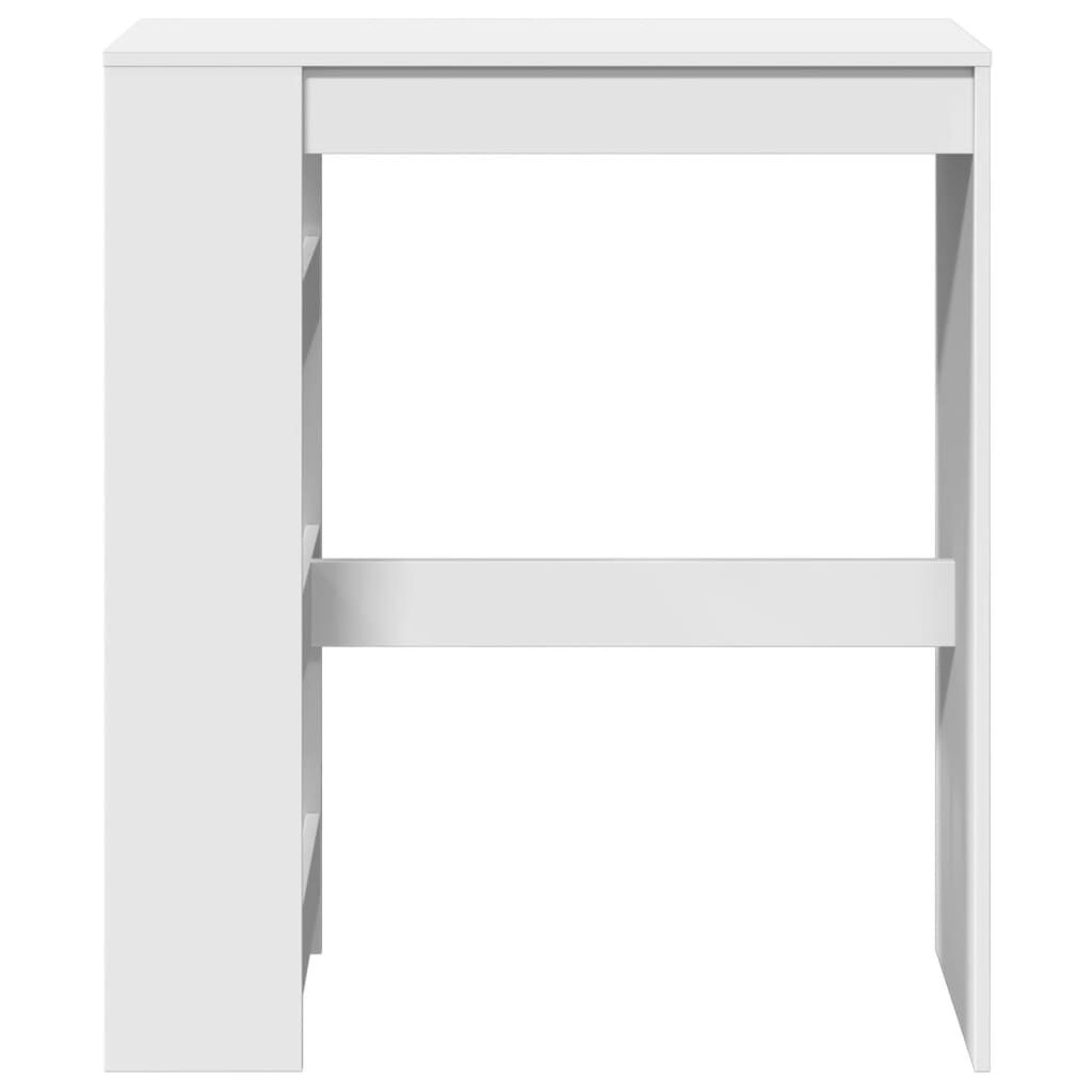vidaXL Τραπέζι Μπαρ με Ράφια Λευκό 90x40x103,5 εκ. Επεξεργ. Ξύλο