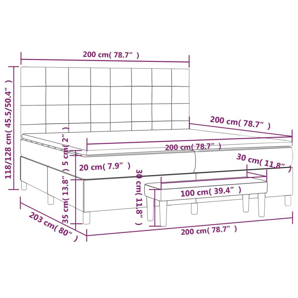 vidaXL Κρεβάτι Boxspring με Στρώμα Σκούρο Μπλε 200x200 εκ. Βελούδινο