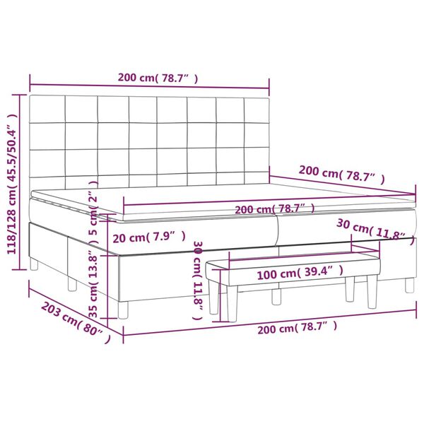vidaXL Κρεβάτι Boxspring με Στρώμα Σκούρο Μπλε 200x200 εκ. Βελούδινο