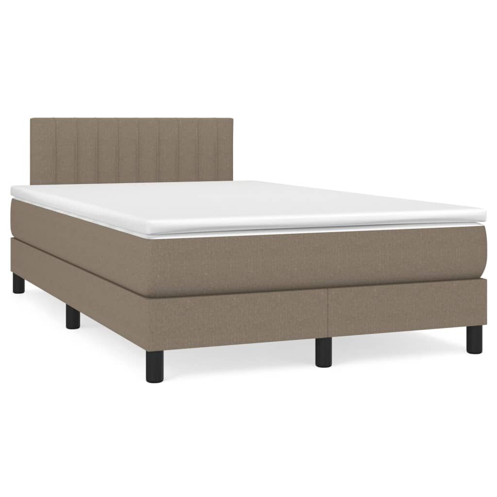 vidaXL Κρεβάτι Boxspring με Στρώμα Taupe 120x190 εκ. Υφασμάτινο