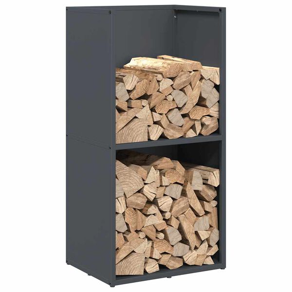 vidaXL Ράφι Καυσόξυλων Ανθρακί 40x30x80 εκ. Χάλυβας ψυχρής έλασης