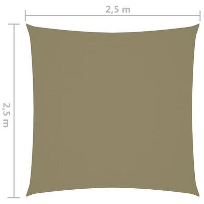 vidaXL Πανί Σκίασης Τετράγωνο Μπεζ 2,5 x 2,5 μ. από Ύφασμα Oxford