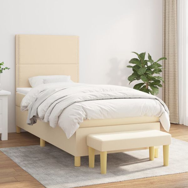 vidaXL &Kappa;&rho;&epsilon;&beta;ά&tau;&iota; Boxspring &mu;&epsilon; &Sigma;&tau;&rho;ώ&mu;&alpha; &Kappa;&rho;&epsilon;&mu; 90x200 &epsilon;&kappa;.&Upsilon;&phi;&alpha;&sigma;&mu;ά&tau;&iota;&nu;&omicron;