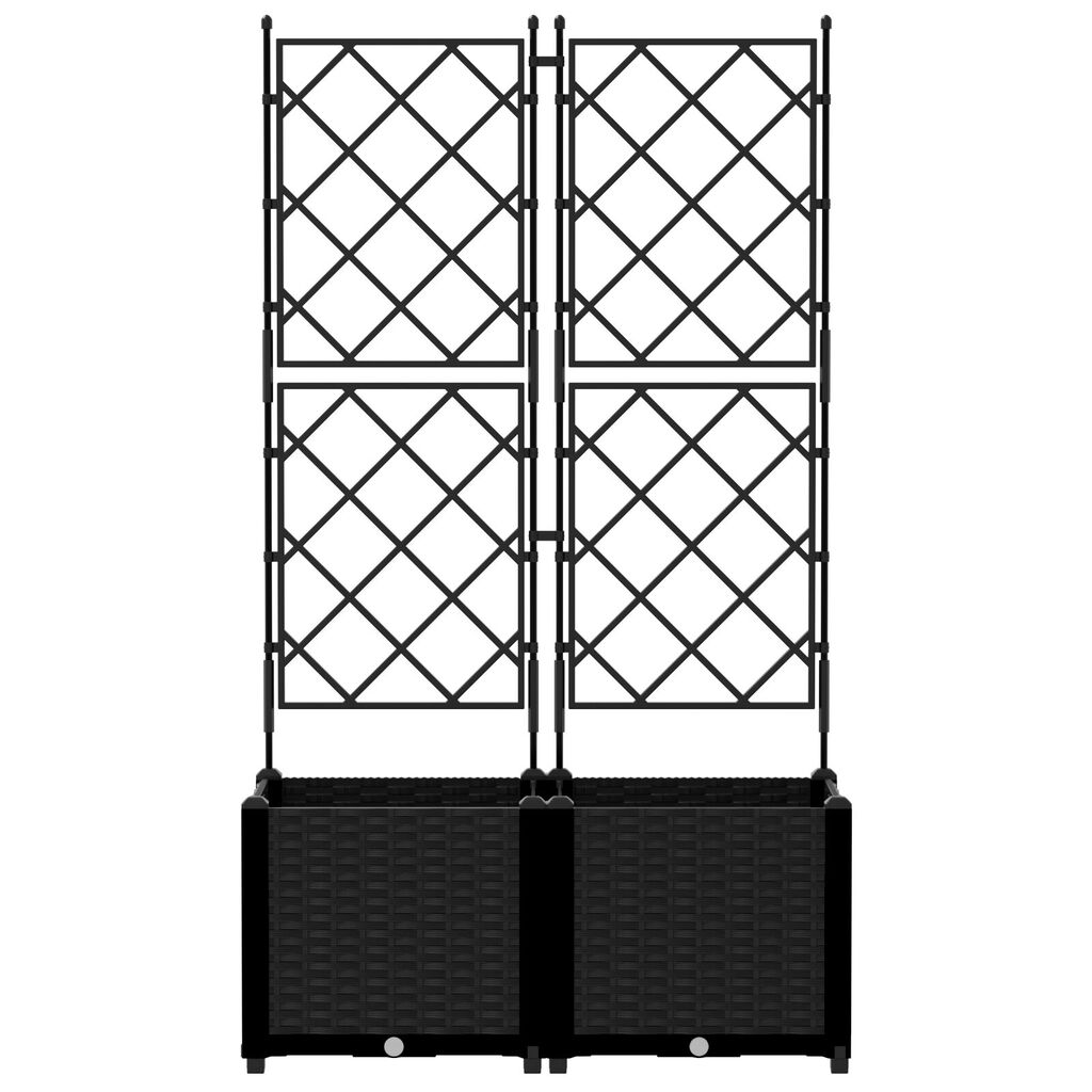 vidaXL Γλάστρα Κήπου με Πλέγμα 2 τεμ Μαύρη 80x40x143 εκ.