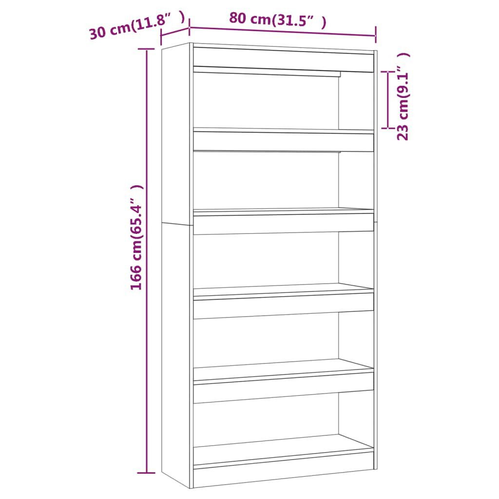 vidaXL Βιβλιοθήκη/Διαχωρισ. Χώρου Γκρι Σκυρ. 80x30x166 εκ. Επεξ. Ξύλο