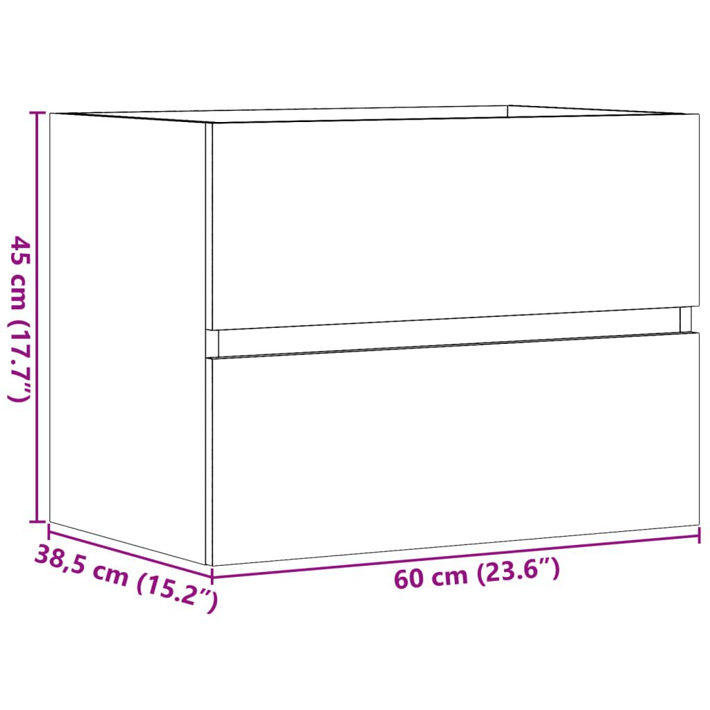 vidaXL Ντουλάπι Μπάνιου Παλαιό Ξύλο 60x38,5x45 εκ. Επεξεργασμένο Ξύλο