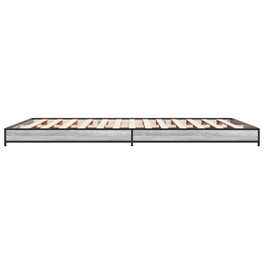 vidaXL Πλαίσιο Κρεβατιού Γκρι Sonoma 140x190 εκ. Επεξ. Ξύλο & Μέταλλο