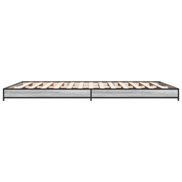 vidaXL Πλαίσιο Κρεβατιού Γκρι Sonoma 140x190 εκ. Επεξ. Ξύλο & Μέταλλο