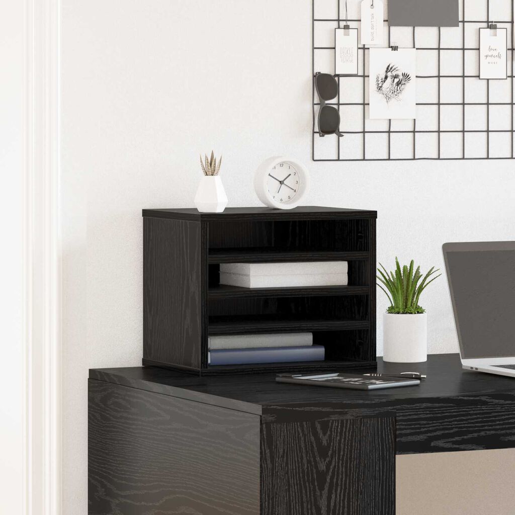 vidaXL Οργανωτής Γραφείου Μαύρη Δρυς 36x26x29.5 cm Επεξεργασμένο Ξύλο